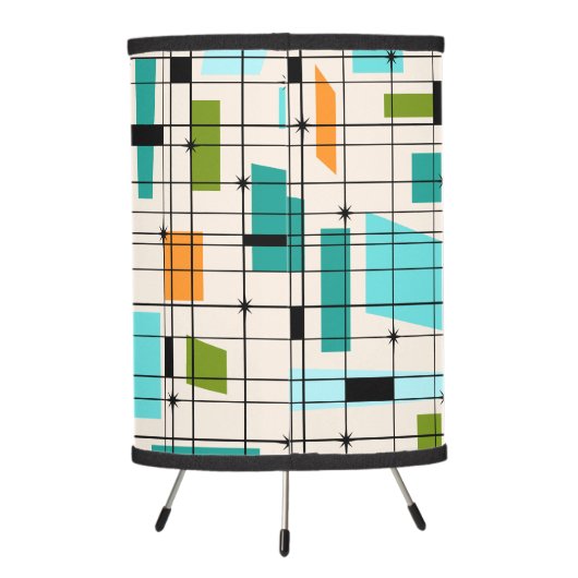 Retro Grid & Starbursts Tripod Lamp (Back)