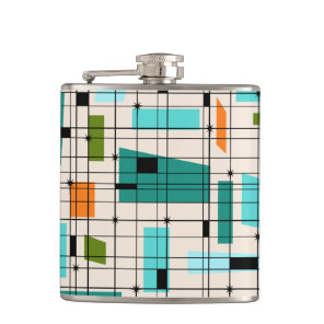 Retro Grid & Starbursts Vinyl Wrapped Flask
