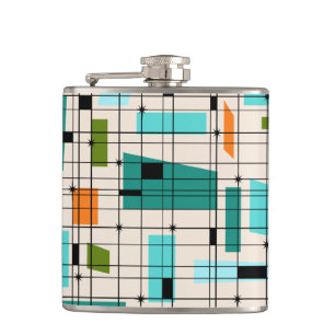 Retro Grid & Starbursts Vinyl Wrapped Flask
