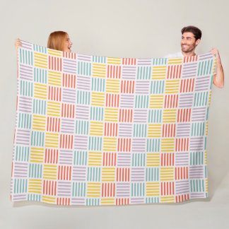 Retro Grid Stripes Fleece Blanket