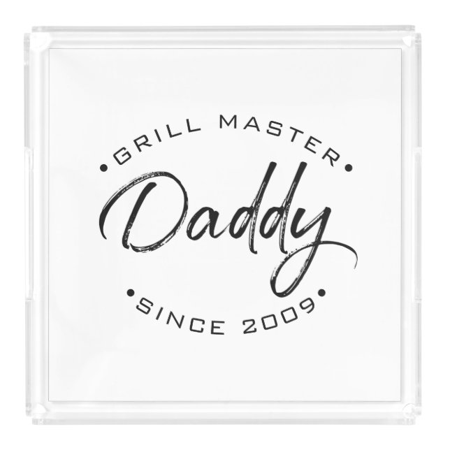 Retro Grill Master Daddy Since Custom Year Acrylic Tray (Front)