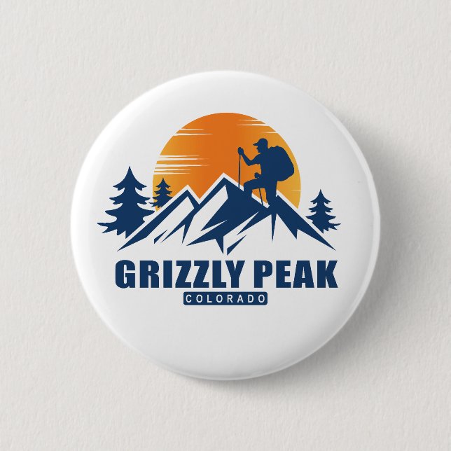 Retro Grizzly Peak Hike T-Shirt Button (Front)