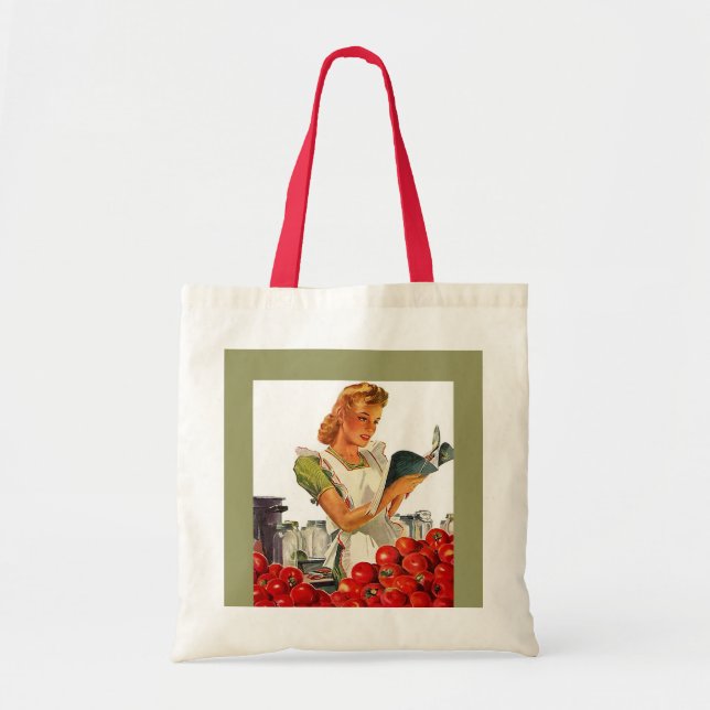 RETRO GROCERY BAGS TOTE BAG HOME CANNER CANNING (Front)