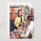 Retro Grocery Check-out Pantry Party Stock Kitchen Invitation (Front/Back)