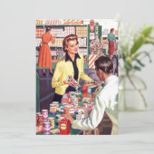 Retro Grocery Check-out Pantry Party Stock Kitchen Invitation (Standing Front)
