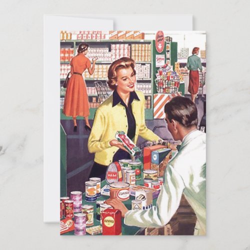 Retro Grocery Check-out Pantry Party Stock Kitchen Announcement