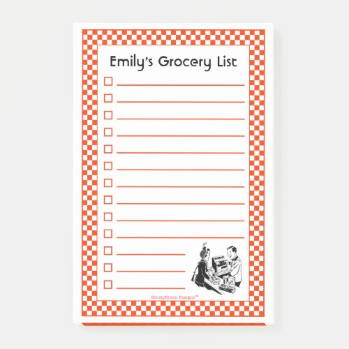 Retro Grocery Shopping List  Customizable Post_it Notes