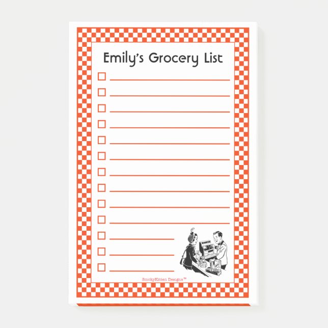Retro Grocery Shopping List  (Customizable) Post-it Notes (Front)