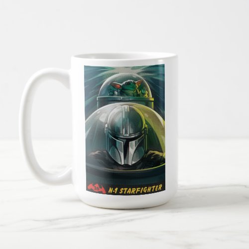 Retro Grogu  The Mandalorian N_1 Starfighter Art Coffee Mug