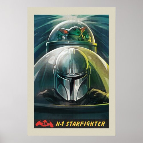 Retro Grogu  The Mandalorian N_1 Starfighter Art Poster