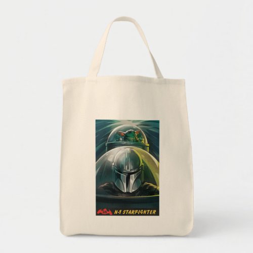 Retro Grogu  The Mandalorian N_1 Starfighter Art Tote Bag
