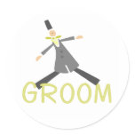 Retro Groom in Tuxedo Classic Round Sticker