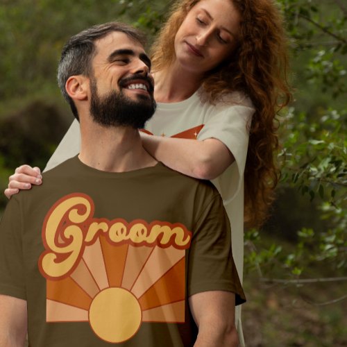 Retro Groom Typography Summer Sun Wedding T_Shirt