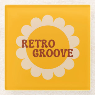 Retro Groove Glass Coaster
