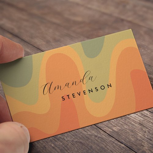 Retro Groove Liquid Abstract Business Card
