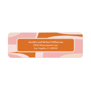 Retro Groove Pink and Orange Abstract Pattern Label
