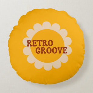 Retro Groove Round Pillow