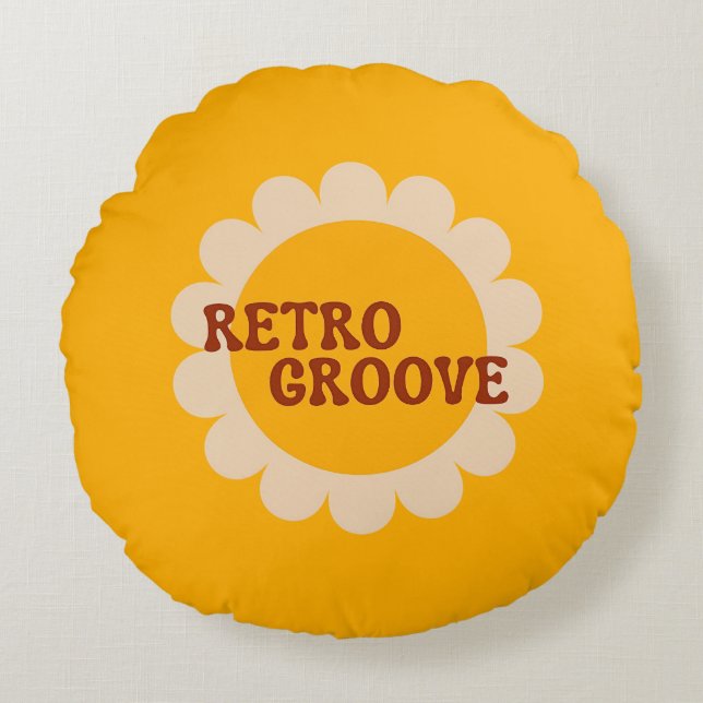 Retro Groove Round Pillow (Front)