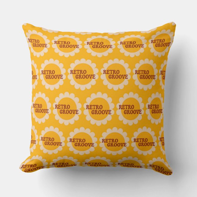 Retro Groove Throw Pillow (Front)