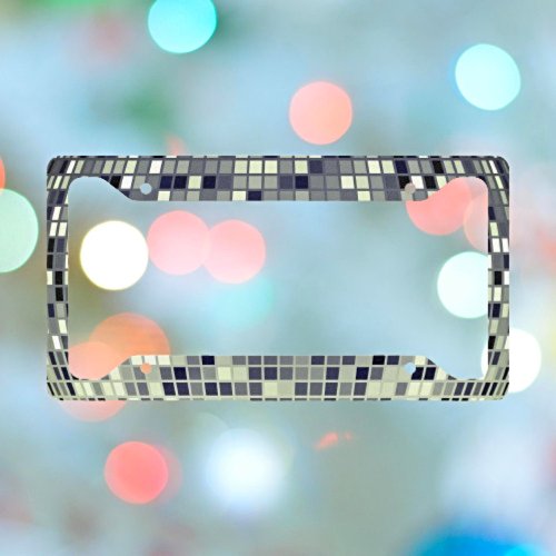 Retro Groove Vintage Disco Ball Pattern  License Plate Frame