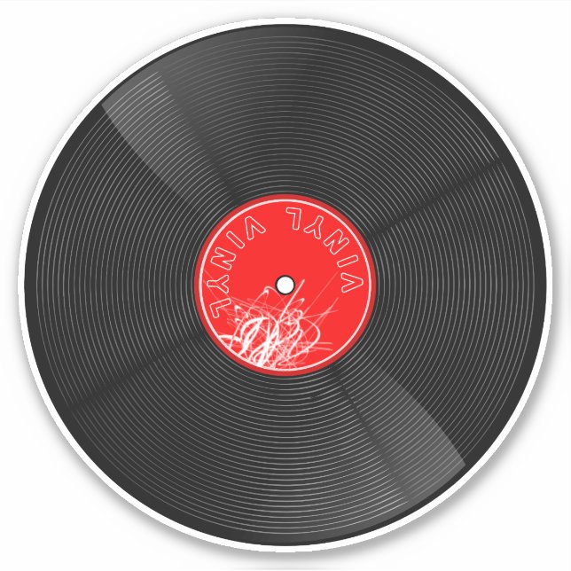 Retro Grooves: Vinyl Record Illustration Sticker (Front)