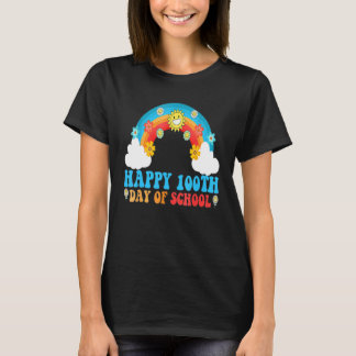 Retro Groovy 100th Day Of School 100 Days Smarter T-Shirt