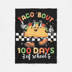 Retro Groovy 100th Day Teacher Taco Bout 100 Days Fleece Blanket