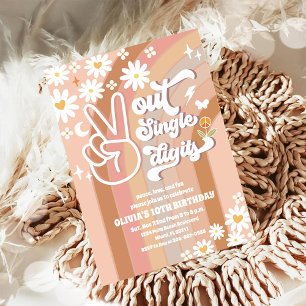 Retro Groovy 10th Birthday Invitation