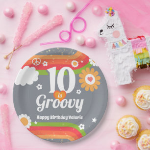 Retro Groovy 10th Birthday  Paper Plates