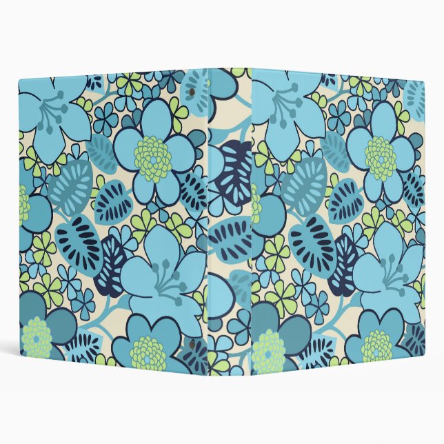 Retro Groovy 1960 Aqua Floral Binder (Background)