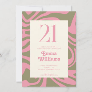 Retro Groovy 21st Birthday Party Invitation