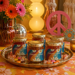 Retro Groovy 50th Birthday Honey Jar Favors