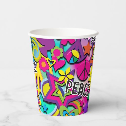 Retro Groovy 60's 70's Birthday Party Paper Cups | Zazzle
