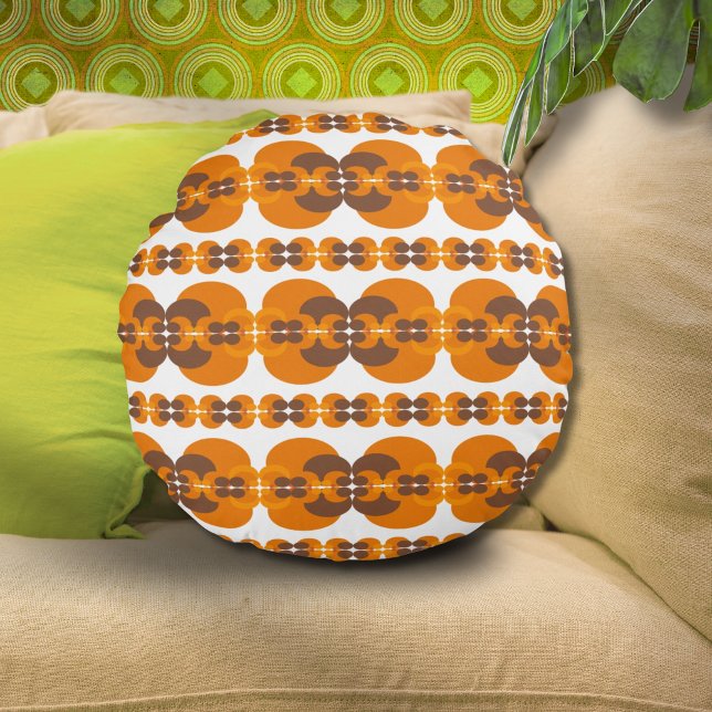 Retro Groovy 60's 70's Bubbles Pattern Round Pillow (Creator Uploaded)