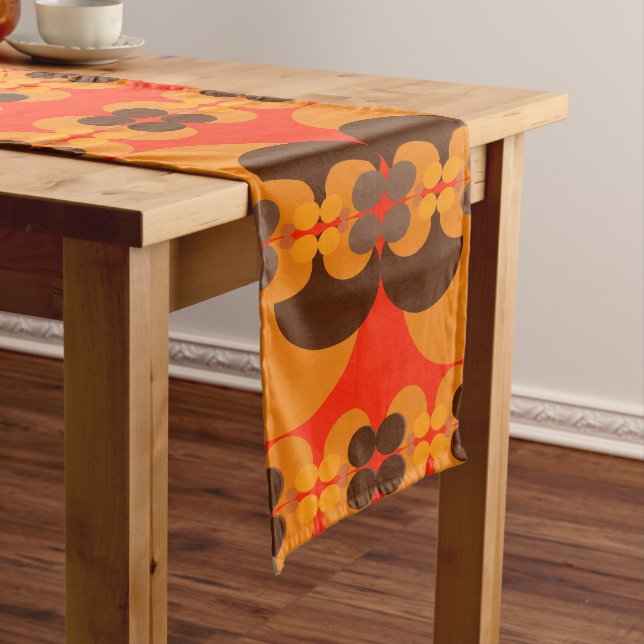 Retro Groovy 60's 70's Bubbles Pattern Short Table Runner (In Situ)