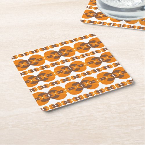 Retro Groovy 60s 70s Bubbles Pattern Square Paper Coaster