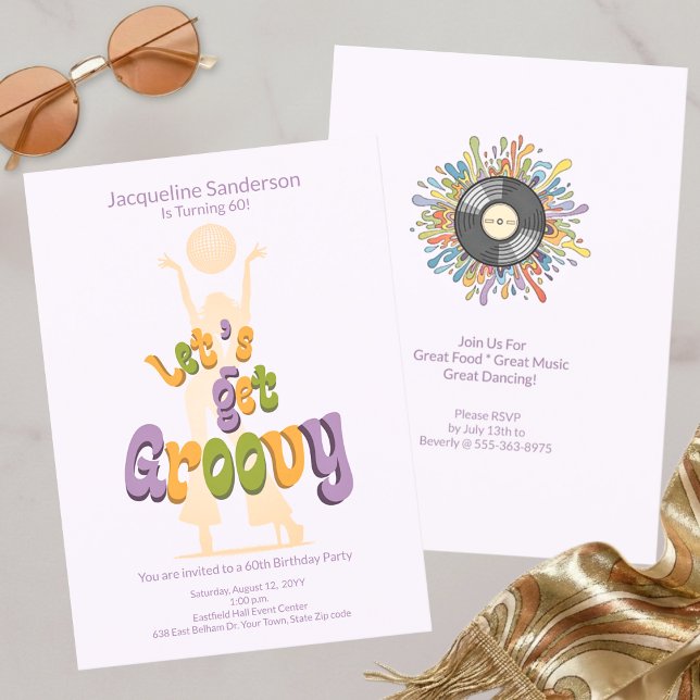 Retro Groovy 60th Birthday Invitation (Creator Uploaded)