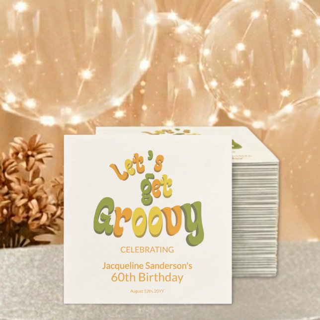 Retro Groovy 60th Birthday Party Napkins (Creator Uploaded)