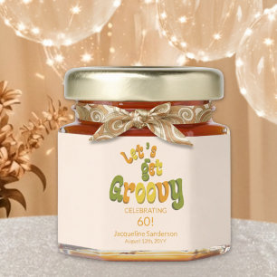Retro Groovy 60th Birthday Thank You Honey Jar Favors