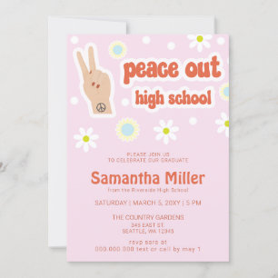 Retro Groovy 70s 80s Hippie Cute Photo Graduation Invitation