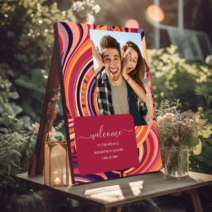 Retro Groovy 70s abstract pattern wedding Foam Board