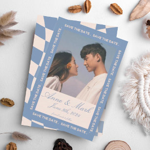 RETRO GROOVY 70S BLUE MUTED TONES INVITATION