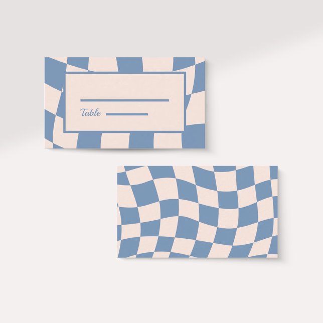 RETRO GROOVY 70S BLUE MUTED TONES PLACE CARD (Creator Uploaded)