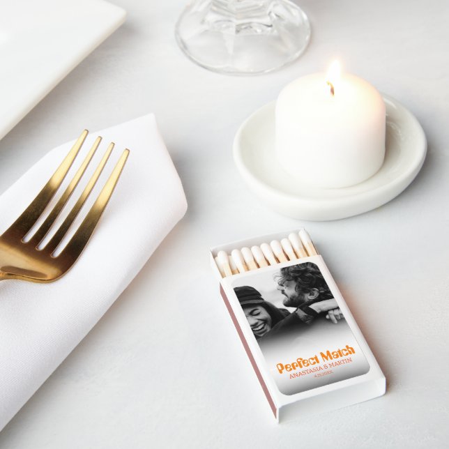 Retro Groovy 70s Bold Photo Wedding Favor Perfect  Matchboxes (Insitu)