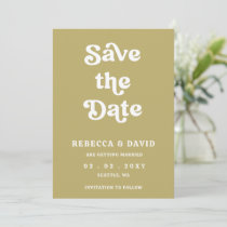 Retro Groovy 70s Cute Green Wedding Save The Date