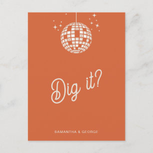 Retro Groovy 70s Cute Ivory Orange Disco RSVP Postcard