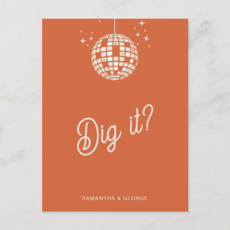 Retro Groovy 70s Cute Ivory Orange Disco RSVP Postcard
