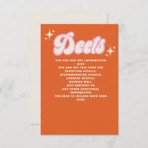 Retro Groovy 70s Cute Ivory Orange Pink Wedding Enclosure Card