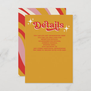 Retro Groovy 70s Cute Ivory Orange Red Wedding Enclosure Card