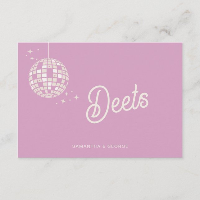  Retro Groovy 70s Cute Ivory Pink Disco Wedding Enclosure Card (Front)